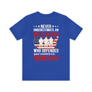 Unyielding Valor: U.S. Veteran Military Design T-Shirt - Never Underestimate an Old Man Who Defended Your Country