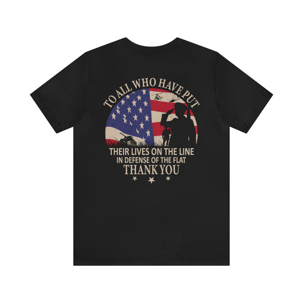 Saluting Sacrifice: Thank You to All Who Defend the Flag Military T-Shirt