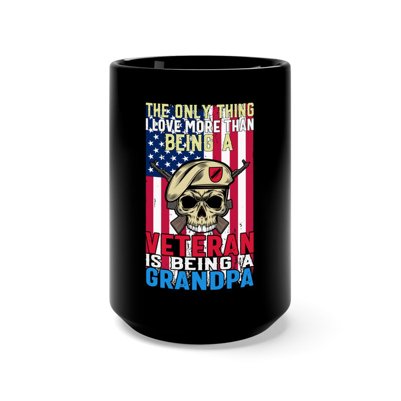 Grandpa's Love: 15oz Military Design Black Mug - Celebrating Veterans and Grandfatherhood!