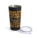 Strong Support: Behind Every Veteran is Their Family - 20oz Military Design Tumbler in Black