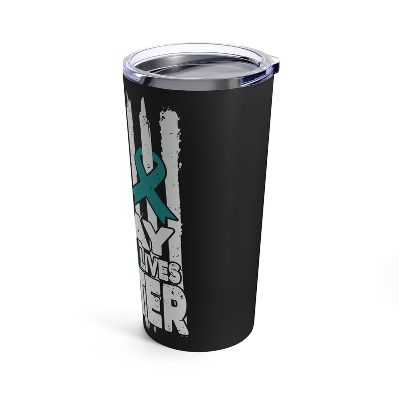 Honoring Our Heroes: 20oz Tumbler with Black Background and 'PTSD 22 a Day' - Veteran Lives Matter