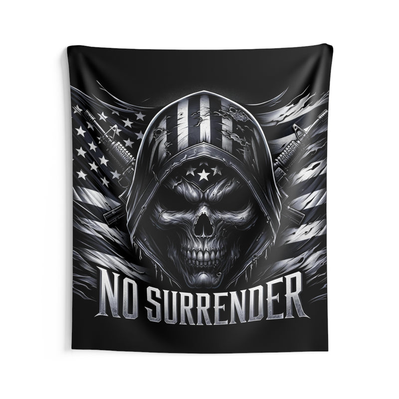 No Surrender Reaper Skull Tapestry
