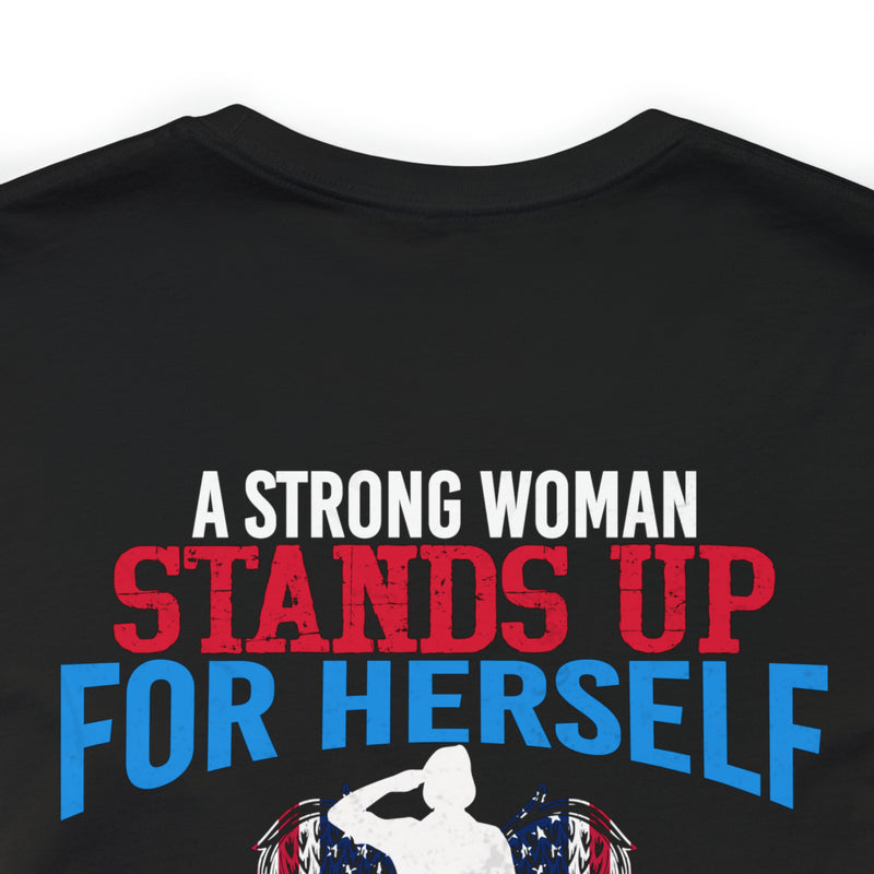 Empowered Service: Military Design T-Shirt - 'A Female Veteran Stands Up for Her Country