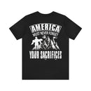 America Must Never Forget: Military Design T-Shirt Honoring Sacrifices