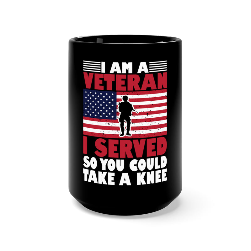 Veteran's Valor: 15oz Military Design Black Mug - I Served for Your Freedom