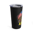Strength and Honor: 20oz Black Tumbler with Military Design - 'Double Flag Eagle U.S. ARMY