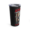 Proud Defender: 20oz Black Military Design Tumbler - 'Right to Bear Arms, Unapologetically American'