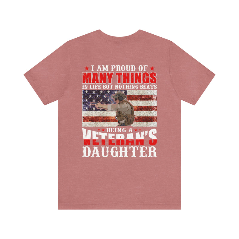 Women's 'Proud Veteran's Daughter' Military-Style T-Shirt - Celebrating Pride and Honor in Family Service