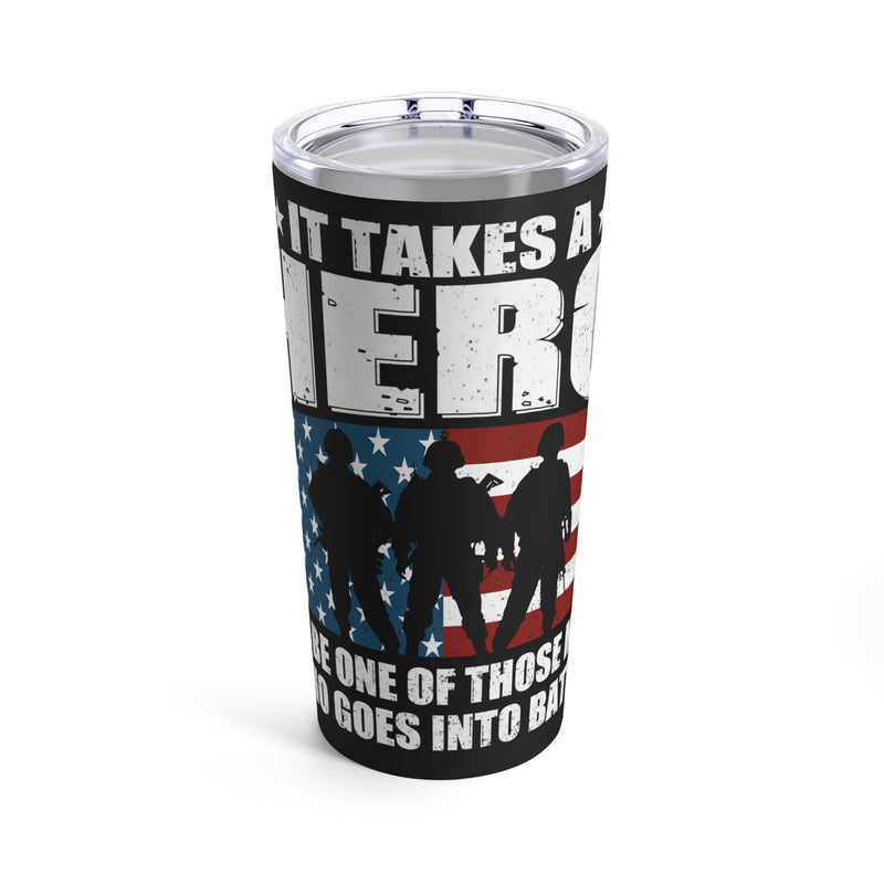 Courageous Heroes: 20oz Black Military Design Tumbler - Honoring Those Who Go Into Battle