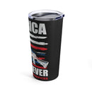 America Must Never Forget 20oz Military Design Tumbler - Black Background