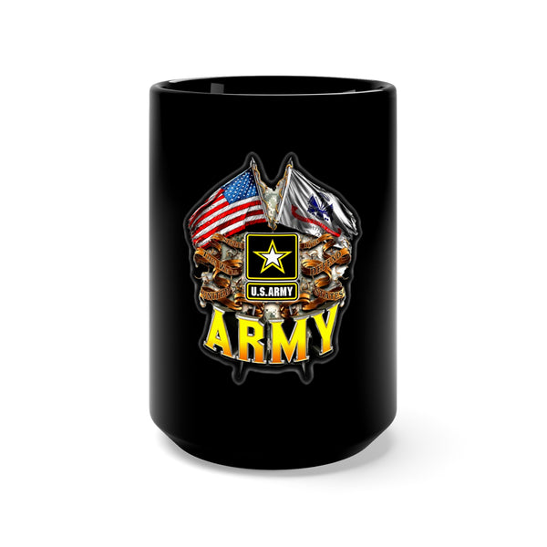 Double Flag Eagle U.S. ARMY 15oz Black Mug: A Military-inspired Design for True Patriots