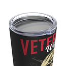 Protective Veteran's Wife - 20oz Military Design Tumbler: 'Mess with Me, Deal with My Husband' - Black Background