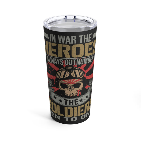 Heroes in War: 20oz Military Design Tumbler - Black Background Tribute