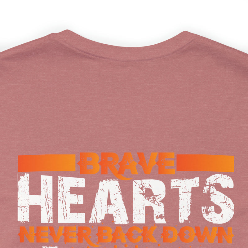 Brave Hearts Never Back Down: Military Design T-Shirt Honoring Veterans' Bravery