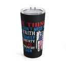Proud Defender: 20oz Black Military Design Tumbler - Faith, Family, Liberty, Flag, Country, and Gun
