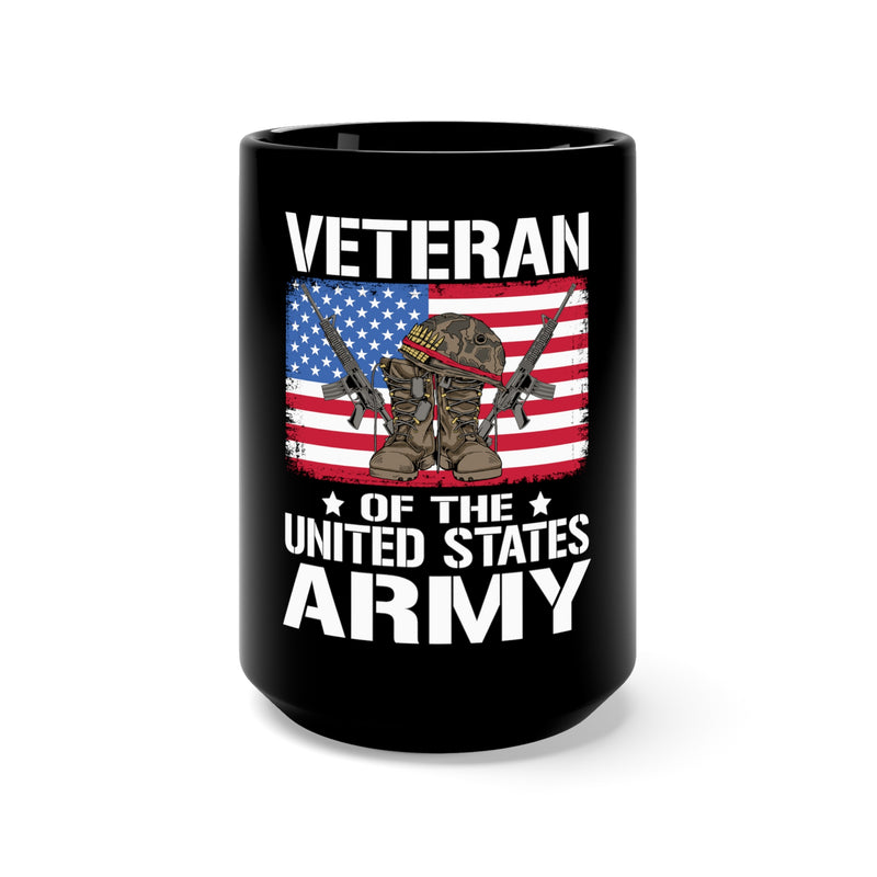 Veteran of the United States Army 15oz Military Design Black Mug - Proudly Serving with Honor!