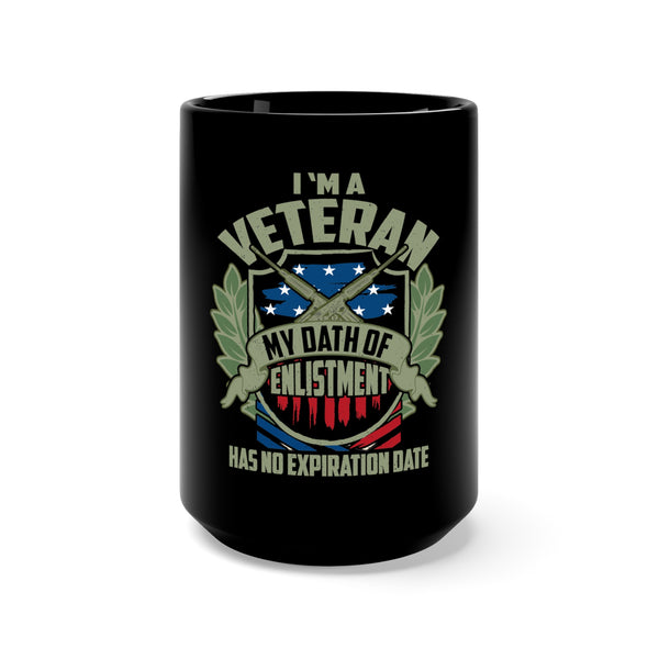 Eternal Commitment: 15oz Military Design Black Mug for Veterans with No Expiration Date