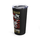 Proudly Defending the Flag: 20oz Black Military Design Tumbler - 'Respect and Sacrifice'
