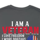 Veteran Pride Military Design T-Shirt with Bold Freedom and Service Statements
