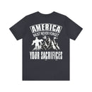 America Must Never Forget: Military Design T-Shirt Honoring Sacrifices