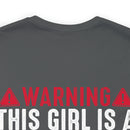 Fierce and Fiery: Military Design T-Shirt - 'Warning: This Girl is a Smoking Hot Veteran and Can Protect Herself!'