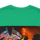 Unyielding Valor: Military T-Shirt with 'No WMF Firefighter Double Flag - All Gave Some, Some Gave It All' Design