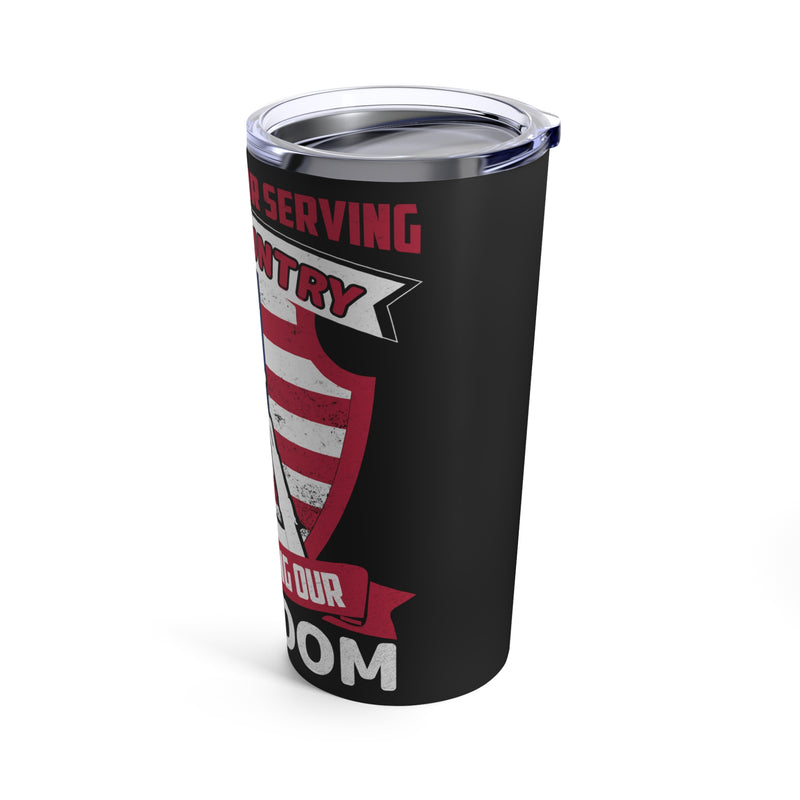 Gratitude and Freedom: 20oz Black Military Design Tumbler - Thanking You for Your Service to Our Country