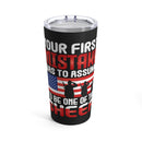 Boldly Independent: 20oz Black Military Design Tumbler - Defying Assumptions