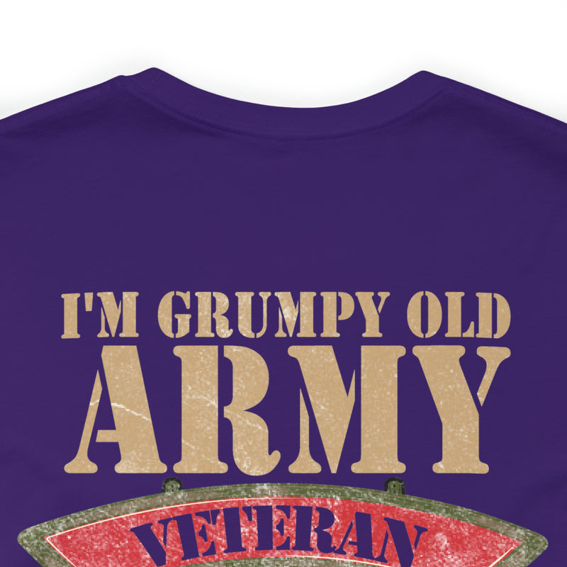 Sarcastic Veteran: Military Design T-Shirt - 'I'm a Grumpy Old Army Veteran - My Level of Sarcasm Depends on Your Level of Stupidity