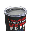 Resilient and Legendary: 20oz Black Military Design Tumbler - Old Man Veteran Shaping American History