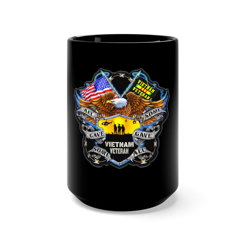 Honoring Service with Military Design: 15oz Vietnam Veteran Double Flag Black Mug
