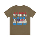 Fierce and Fiery: Military Design T-Shirt - 'Warning: This Girl is a Smoking Hot Veteran and Can Protect Herself!'