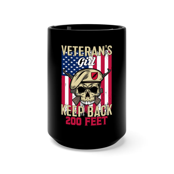 Veteran's Girl: 15oz Military Design Black Mug - Keep Your Distance, 200 Feet!