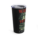 Proud Protector: 20oz Black Tumbler with Military Design - 'Warning: I'm an Army Veteran - I Love My Country