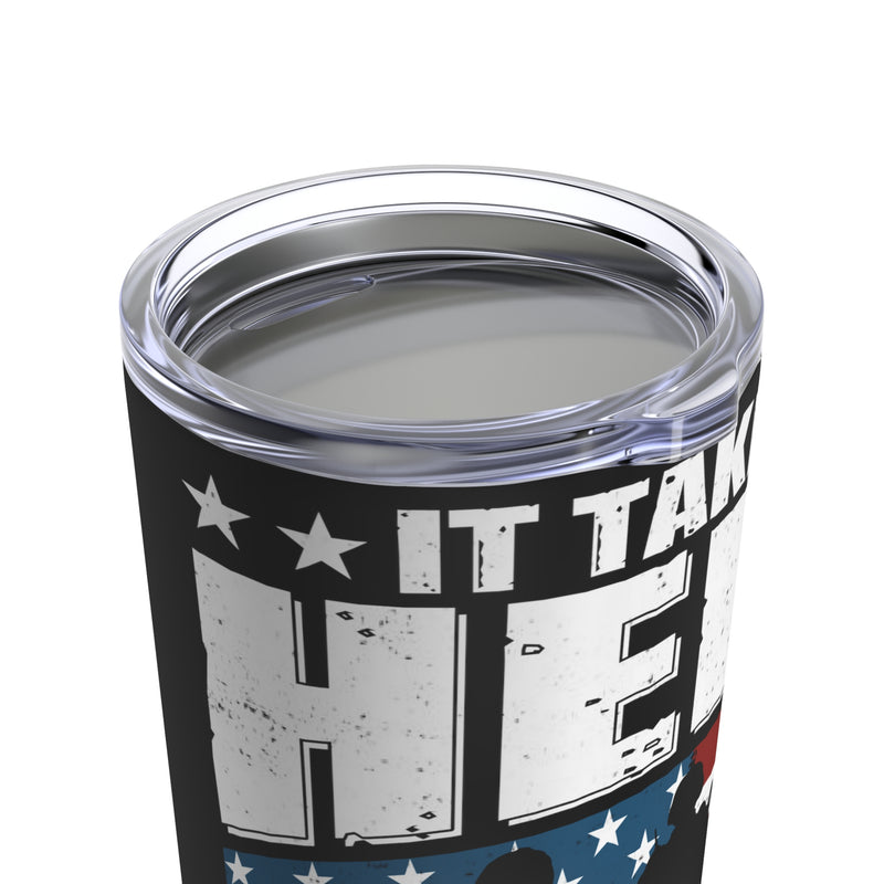 Courageous Heroes: 20oz Black Military Design Tumbler - Honoring Those Who Go Into Battle