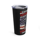 Defending Our Anthem: 20oz Black Military Design Tumbler - 'Standing for Service and Sacrifice'