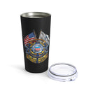 Guardians of the Coast: 20oz Black Tumbler with Military Design - 'Double Flag Coast Guard