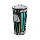Invisible Battles Unveiled: 20oz Tumbler Raises PTSD Awareness on a Black Canvas