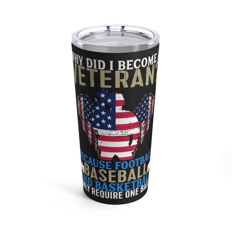 Veteran's Dedication - 20oz Military Design Tumbler: 'More Than Just Balls' - Black Background