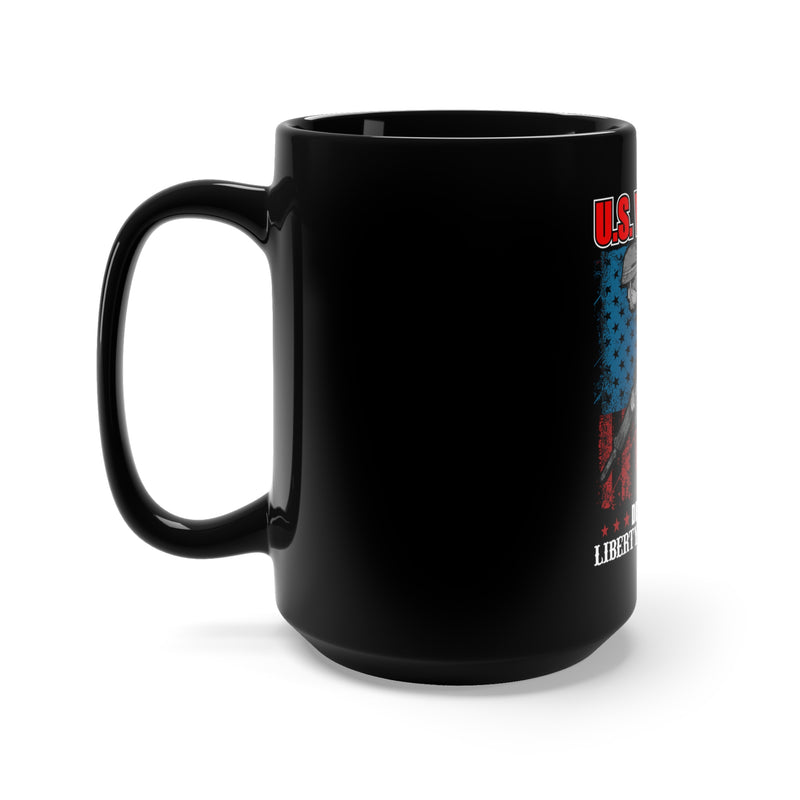 Defender of Liberty: 15oz U.S. Veteran Military Design Black Mug - Embrace the Spirit of Freedom!