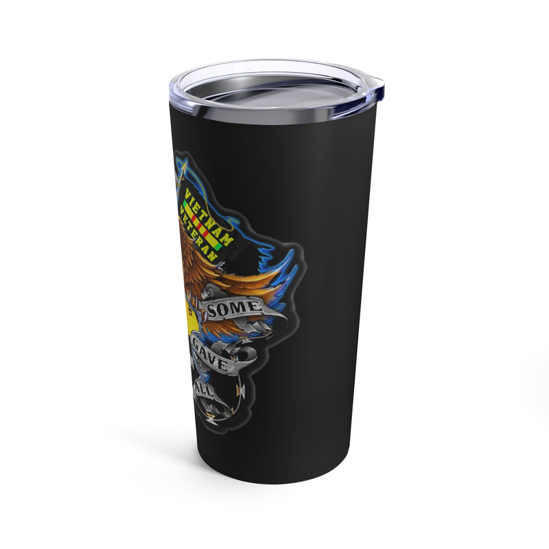 Honoring the Legacy: 20oz Black Tumbler with Military Design - 'Vietnam Veteran Double Flag