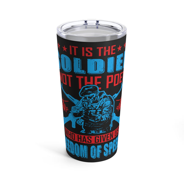 Defending Freedom: 20oz Black Military Design Tumbler - Honoring the Soldier's Sacrifice