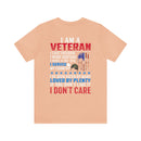 Veteran Pride Military Design T-Shirt with Bold Freedom and Service Statements
