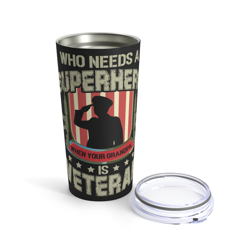 Grandpa: Veteran Hero 20oz Military Design Tumbler - Black Background