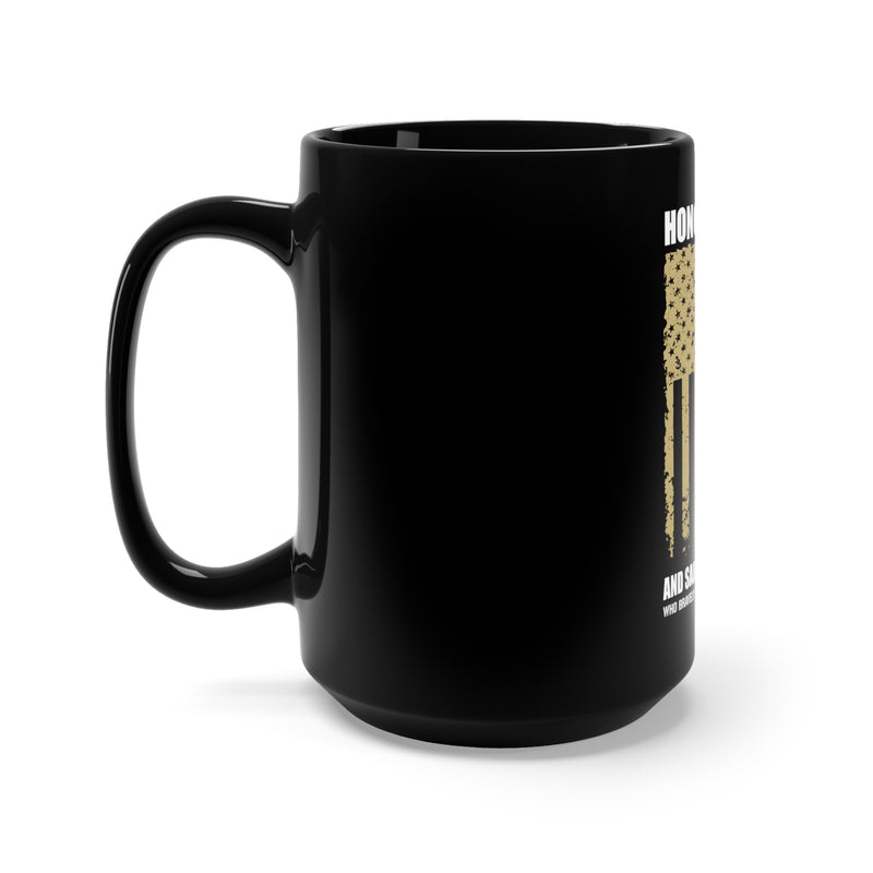 Honor to the Soldier and Sailor: 15oz Military Design Black Mug - Paying Tribute to Brave Defenders of Our Country