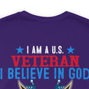 Patriotic Allegiance: Military Design T-Shirt - 'I Am a U.S. Veteran - Believer in God, Family, and Country - Proudly Saluting My Flag'