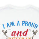 Unyielding Oath: Military-Inspired 'Proud Dad & Veteran' T-Shirt - Embodying an Everlasting Enlistment Pledge