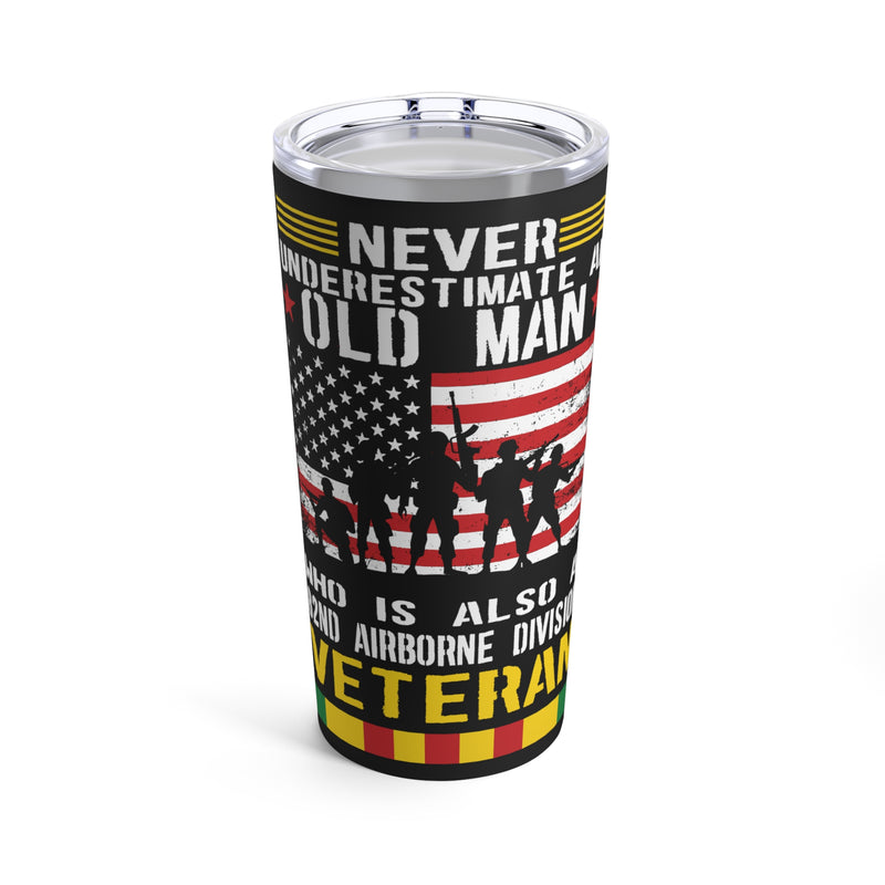 Fearless Airborne Vet: 20oz Military Design Tumbler - Black Background Edition