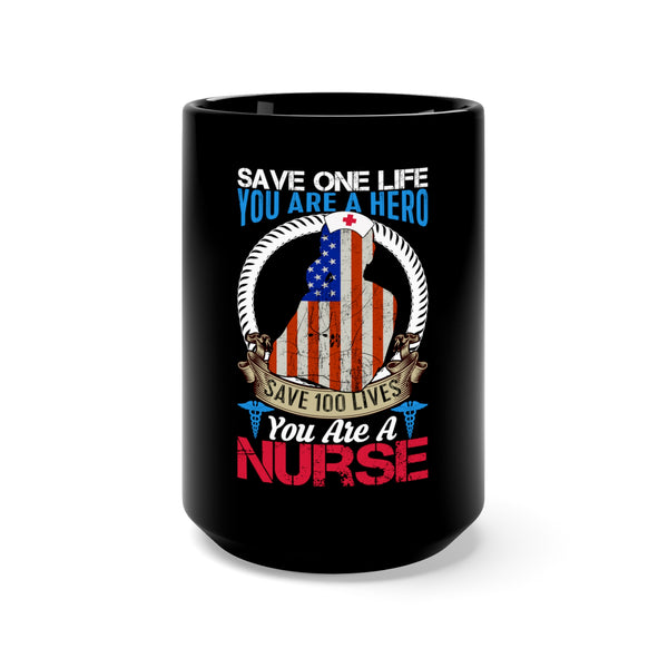 Healing Hands, Saving Lives: 15oz Black Military Design Mug - A Tribute to Nurses and Heroes