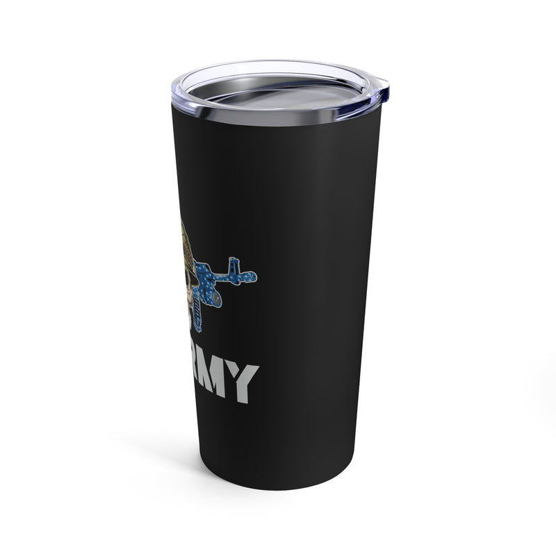 Bold Tribute: 20oz Military Design Tumbler - US Army Emblem on Black Background